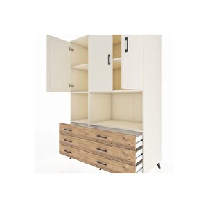 Kronos Dolap 6 Raflı 6 Çekmeceli 3 Kapaklı 132x59x195 Aytaşı-aytaşı/çam