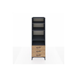 Kronos Dolap 4 Raflı 3 Çekmeceli 60x59x182 Antrasit-çam