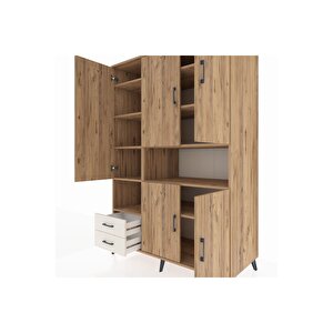 Kronos Dolap 10 Raflı 2 Çekmeceli 5 Kapaklı 132x59x195 Çam-çam/aytaşı