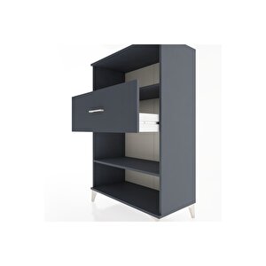 Hyperion Dolap 2 Raflı Tek Çekmeceli 88x44x134 Antrasit-antrasit