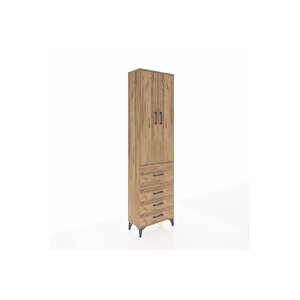 Arges Dolap 2 Raflı 4 Çekmeceli Tek Askılı 60x30x221 Çam-çam