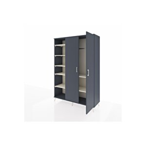 Hyperion Dolap 7 Raflı 2 Kapaklı Tek Askılı 132x44x195 Antrasit-antrasit/aytaşı