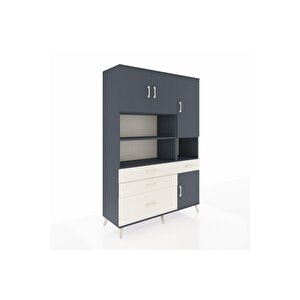 Hyperion Dolap 9 Raflı 4 Çekmeceli 4 Kapaklı 132x44x195 Antrasit-antrasit/aytaşı