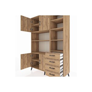 Hyperion Gardrop 9 Raflı 4 Çekmeceli 4 Kapaklı 132x44x195 Çam-çam