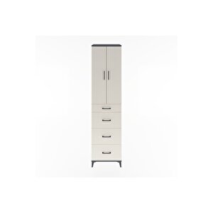 Hyperion Dolap 3 Raflı 4 Çekmeceli 2 Kapaklı 60x44x243 Antrasit-aytaşı