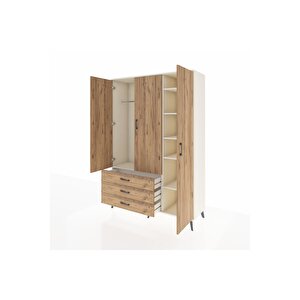 Hyperion Gardrop 6 Raflı 3 Çekmeceli Tek Askılı 132x44x195 Aytaşı-çam