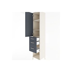 Hyperion Dolap 3 Raflı 3 Çekmeceli Tek Kapaklı 44x44x221 Aytaşı-antrasit