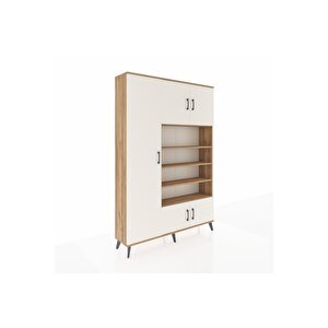 Arges Dolap 10 Raflı 5 Kapaklı 132x30x195 Çam-aytaşı/çam