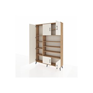 Arges Dolap 10 Raflı 5 Kapaklı 132x30x195 Çam-aytaşı/çam