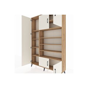 Arges Dolap 10 Raflı 5 Kapaklı 132x30x195 Çam-aytaşı/çam