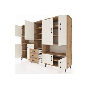Hyperion Dolap 13 Raflı 3 Çekmeceli 9 Kapaklı 220x44x163 Çam-aytaşı/çam