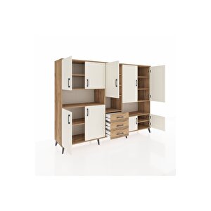 Hyperion Dolap 13 Raflı 3 Çekmeceli 9 Kapaklı 220x44x163 Çam-aytaşı/çam