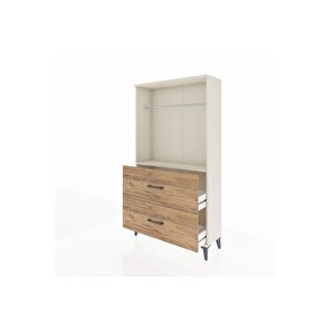 Arges Dolap Tek Raflı 2 Çekmeceli Tek Askılı 88x30x163 Aytaşı-çam
