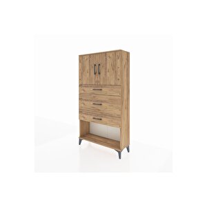 Arges Dolap 2 Raflı 3 Çekmeceli 2 Kapaklı 88x30x163 Çam-çam