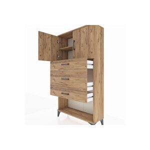 Arges Dolap 2 Raflı 3 Çekmeceli 2 Kapaklı 88x30x163 Çam-çam