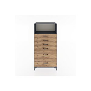 Hyperion Dolap Tek Raflı 6 Çekmeceli 88x44x182 Antrasit-çam