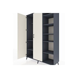 Hyperion Gardrop 7 Raflı 2 Kapaklı Tek Askılı 132x44x195 Antrasit-aytaşı