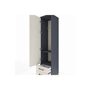 Hyperion Dolap 2 Raflı 2 Çekmeceli Tek Askılı 44x44x195 Antrasit-aytaşı