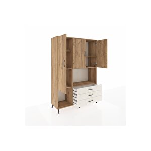 Hyperion Dolap 6 Raflı 3 Çekmeceli 3 Kapaklı 132x44x195 Çam-çam/aytaşı
