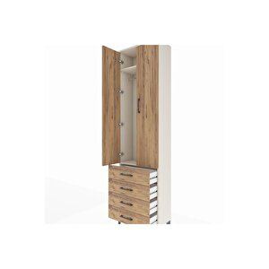 Arges Dolap 2 Raflı 4 Çekmeceli Tek Askılı 60x30x221 Aytaşı-çam