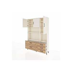 Arges Dolap 8 Raflı 5 Çekmeceli 3 Kapaklı 132x30x195 Aytaşı-aytaşı/çam