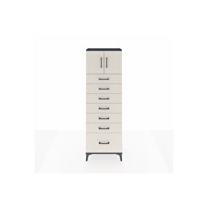 Arges Dolap Tek Raflı 7 Çekmeceli 2 Kapaklı 60x30x182 Antrasit-aytaşı