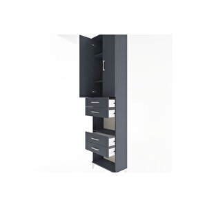 Arges Dolap 4 Raflı 4 Çekmeceli 2 Kapaklı 60x30x243 Antrasit-antrasit