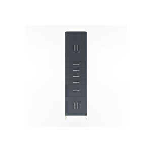 Hyperion Dolap 2 Raflı 5 Çekmeceli 4 Kapaklı 60x44x243 Antrasit-antrasit