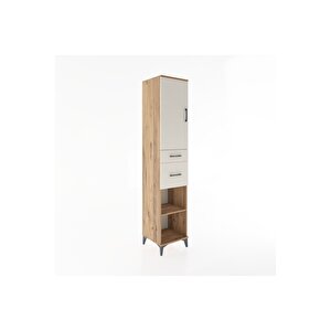 Hyperion Dolap 4 Raflı 2 Çekmeceli Tek Kapaklı 44x44x221 Çam-aytaşı