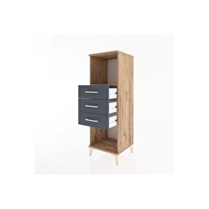 Hyperion Dolap Tek Raflı 3 Çekmeceli 44x44x134 Çam-antrasit