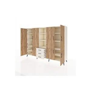 Hyperion Dolap 11 Raflı 3 Çekmeceli 8 Kapaklı 220x44x163 Aytaşı-çam/aytaşı