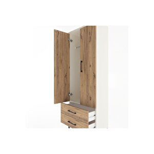 Arges Dolap Tek Raflı 2 Çekmeceli Tek Askılı 60x30x163 Aytaşı-çam