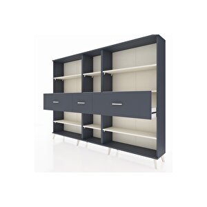 Arges Dolap 9 Raflı 3 Çekmeceli  220x30x163 Antrasit-aytaşı/antrasit