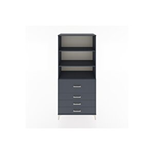Hyperion Dolap 3 Raflı 4 Çekmeceli 88x44x195 Antrasit-antrasit