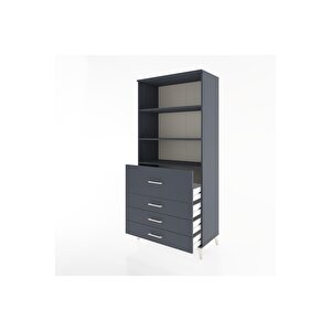 Hyperion Dolap 3 Raflı 4 Çekmeceli 88x44x195 Antrasit-antrasit