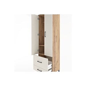 Hyperion Dolap 2 Raflı 2 Çekmeceli Tek Askılı 60x44x195 Çam-aytaşı