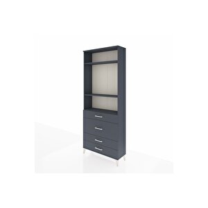 Arges Dolap 3 Raflı 4 Çekmeceli 88x30x221 Antrasit-antrasit