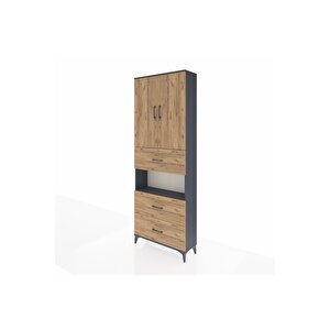 Arges Dolap 4 Raflı 3 Çekmeceli 2 Kapaklı 88x30x243 Antrasit-çam