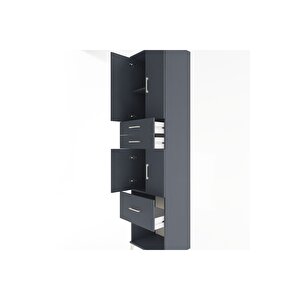 Hyperion Dolap 3 Raflı 3 Çekmeceli 4 Kapaklı 60x44x243 Antrasit-antrasit