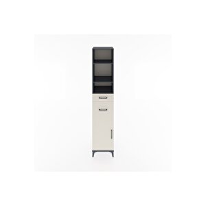 Hyperion Dolap 4 Raflı 2 Çekmeceli Tek Kapaklı 44x44x221 Antrasit-aytaşı