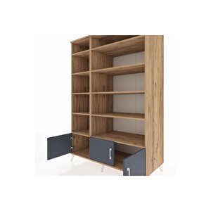 Kronos Dolap 10 Raflı 3 Kapaklı 132x59x195 Çam-antrasit/çam