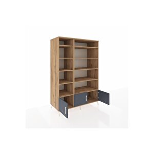 Kronos Dolap 10 Raflı 3 Kapaklı 132x59x195 Çam-antrasit/çam