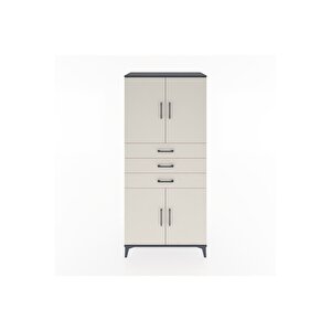 Hyperion Dolap 3 Raflı 3 Çekmeceli 4 Kapaklı 88x44x195 Antrasit-aytaşı