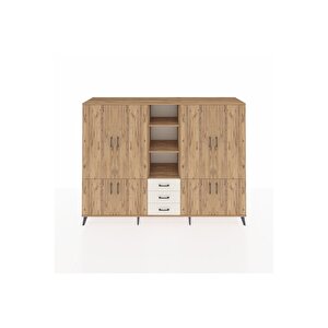 Hyperion Dolap 11 Raflı 3 Çekmeceli 8 Kapaklı 220x44x163 Çam-çam/aytaşı