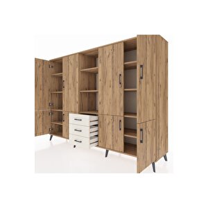 Hyperion Dolap 11 Raflı 3 Çekmeceli 8 Kapaklı 220x44x163 Çam-çam/aytaşı