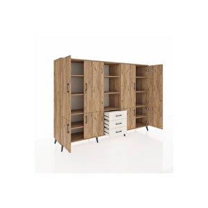 Hyperion Dolap 11 Raflı 3 Çekmeceli 8 Kapaklı 220x44x163 Çam-çam/aytaşı