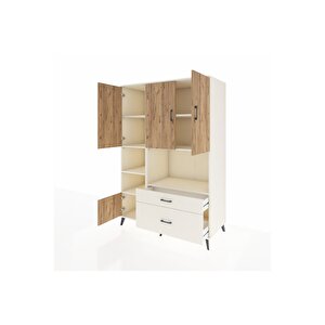 Kronos Dolap 7 Raflı 2 Çekmeceli 5 Kapaklı 132x59x195 Aytaşı-çam/aytaşı