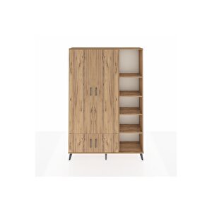 Arges Gardrop 6 Raflı 4 Kapaklı Tek Askılı 132x30x195 Çam-çam