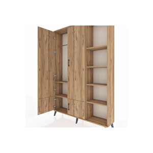 Arges Gardrop 6 Raflı 4 Kapaklı Tek Askılı 132x30x195 Çam-çam