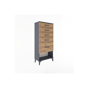 Arges Dolap 5 Çekmeceli 60x30x134 Antrasit-çam